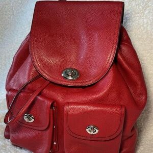Coach Cherry Red Leather Backpack
